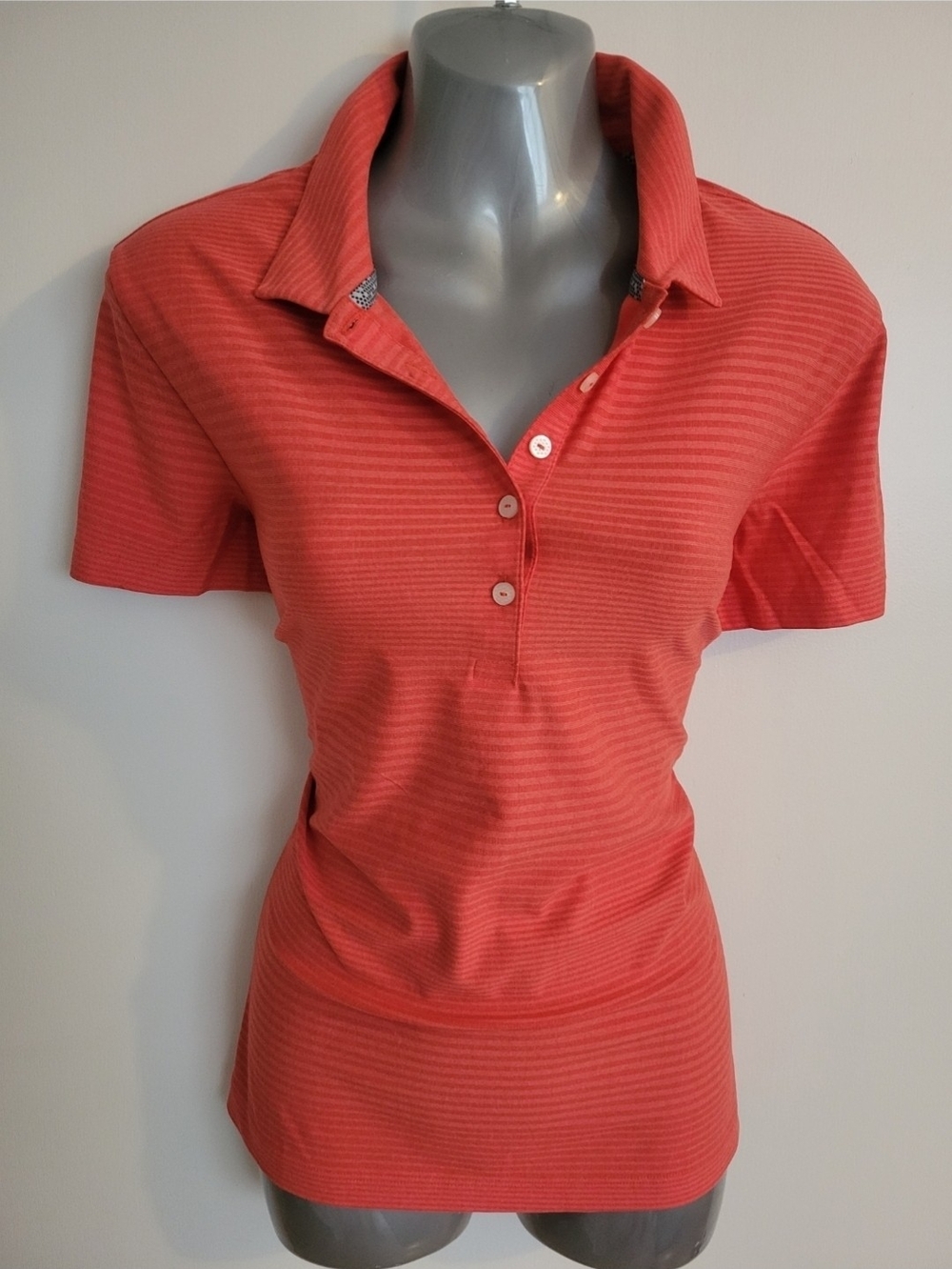 Puma Coral Striped Polo Shirt NEW WAS $80 Last Picture Is Similar Item Online